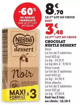 Hyper U Nestlé - chocolat dessert offre