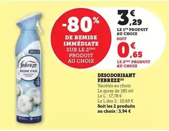 Hyper U Febreze - desodorisant offre