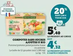 Hyper U U - compotes sans sucres soit ajoutes bio offre