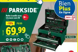Lidl PARKSIDE Boîte à outils avec visseuse sans fil offre