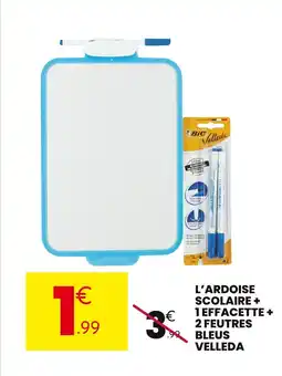 Stokomani L'ardoise scolaire + 1 effacette + 2 feutres bleus offre