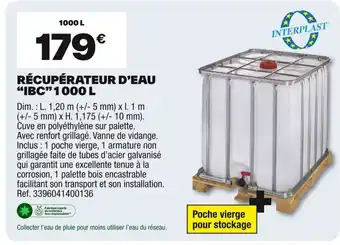 Brico Dépôt Récupérateur d'eau ibc offre