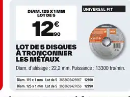 Brico Dépôt Lot de 5 disques à tronçonner les métaux offre