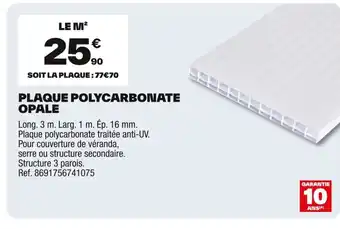 Brico Dépôt Plaque polycarbonate opale offre