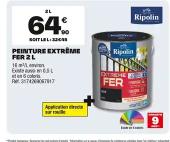 Brico Dépôt RIPOLIN Peinture extrême fer offre