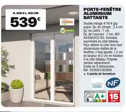 Brico Dépôt Porte-fenêtre aluminium battante offre