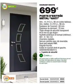 Brico Dépôt Porte d'entrée metal hati offre