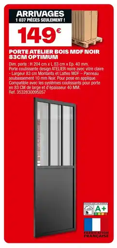 Brico Dépôt Porte atelier bois mdf noir offre