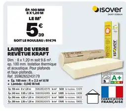 Brico Dépôt ISOVER Laine de verre revêtue kraft offre