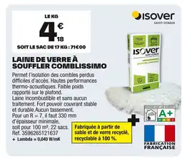 Brico Dépôt ISOVER Laine de verre à souffler comblissimo offre