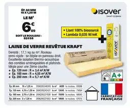 Brico Dépôt ISOVER Laine de verre revêtue kraft offre