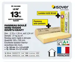 Brico Dépôt ISOVER Panneau roulé semi-rigide revêtu kraft offre