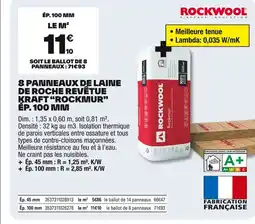 Brico Dépôt ROCKWOOL 8 panneaux de laine de roche revêtue kraft rockmur offre