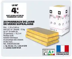 Brico Dépôt 20 panneaux de laine de verre supralaine offre