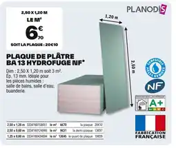 Brico Dépôt Plaque de plâtre ba 13 hydrofuge nf offre