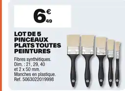 Brico Dépôt Lot de 5 pinceaux plats toutes peintures offre