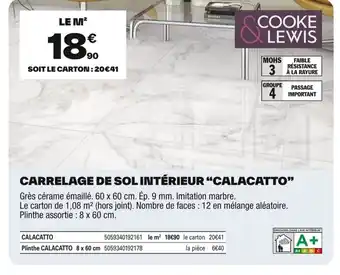 Brico Dépôt Carrelage de sol intérieur calacatto offre