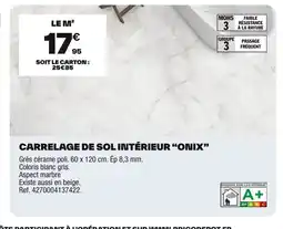 Brico Dépôt Carrelage de sol intérieur onix offre