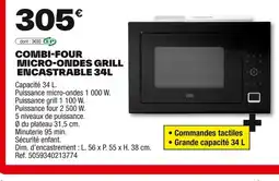 Brico Dépôt Combi-four micro-ondes grill encastrable offre