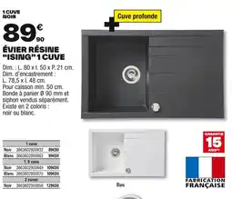 Brico Dépôt Évier résine ising 1 cuve offre