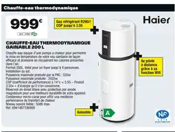 Brico Dépôt Chauffe-eau thermodynamique gainable offre