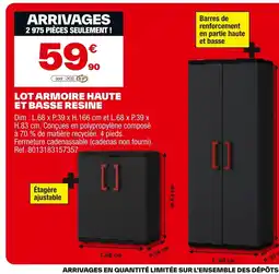 Brico Dépôt Lot armoire haute et basse resine offre