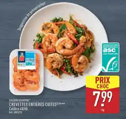 ALDI GOLDEN SEAFOOD Crevettes entières cuites offre