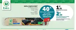 Maximarché U BIO Pate a tarte offre