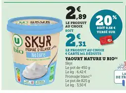 Maximarché U BIO Yaourt nature offre