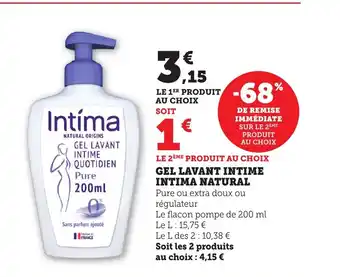 Maximarché Gel lavant intime intima natural offre