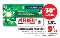 Maximarché Lessive ariel pods 3en1 offre