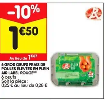 Leader Price 6 Gros oeufs frais de poules offre