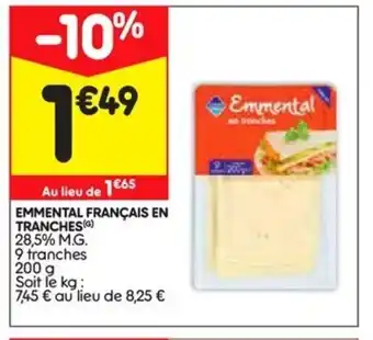 Leader Price Emmental français en tranches offre