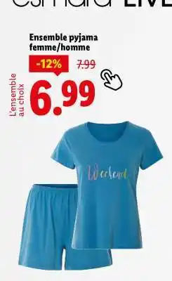 Lidl Ensemble pyjama femme/homme offre