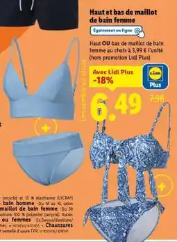 Lidl Haut et bas de maillot de bain femme offre