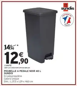 Intermarché Hyper POUBELLE A PEDALE NOIR 40 L SUNDIS offre