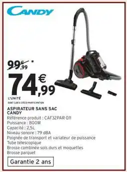 Intermarché Hyper Aspirateur sans sac Candy offre