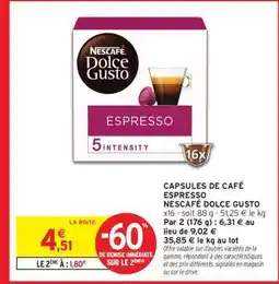 Intermarché Capsules De Café Espresso Nescafé Dolce Gusto offre