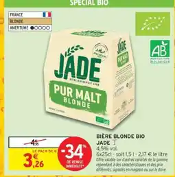 Intermarché BIÈRE BLONDE BIO JADE offre