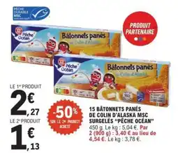 E.Leclerc Bâtonnets panés de Colin d'Alaska MSC surgelés 'Pêche Océan' offre