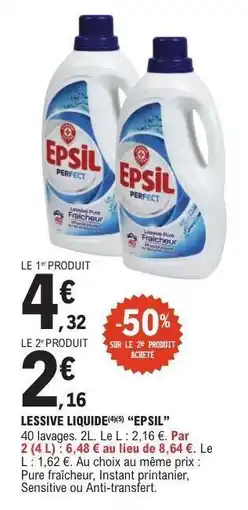 E.Leclerc Lessive Liquide EPSIL offre