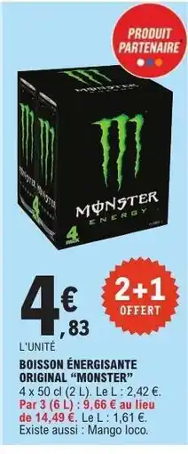 E.Leclerc BOISSON ÉNERGISANTE ORIGINAL MONSTER offre