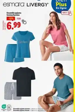 Lidl Ensemble pyjama femme/homme offre