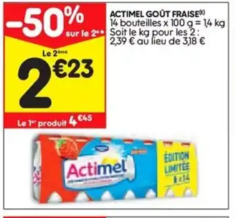 Leader Price Actimel Goût fraise offre