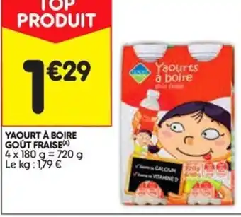 Leader Price Yaourt a boire Goût fraise offre