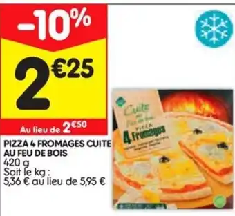 Leader Price Pizza 4 fromages cuite au feu de bois offre
