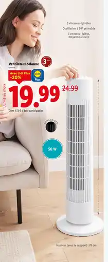 Lidl SilverCrest Ventilateur colonne offre