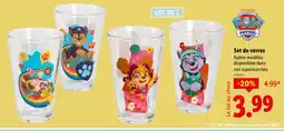 Lidl Paw Patrol Set de verres offre