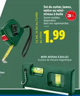 Lidl Set de cutter, lames, mètre ou mini-niveau à bulle offre