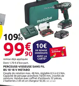Mr Bricolage Metabo Perceuse-visseuse sans fil BS 18 18 V offre